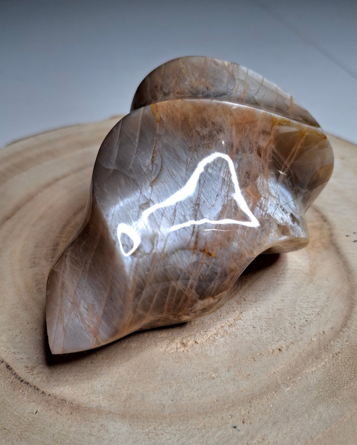 NOUVEAU - Flamme en pierre de lune pêche