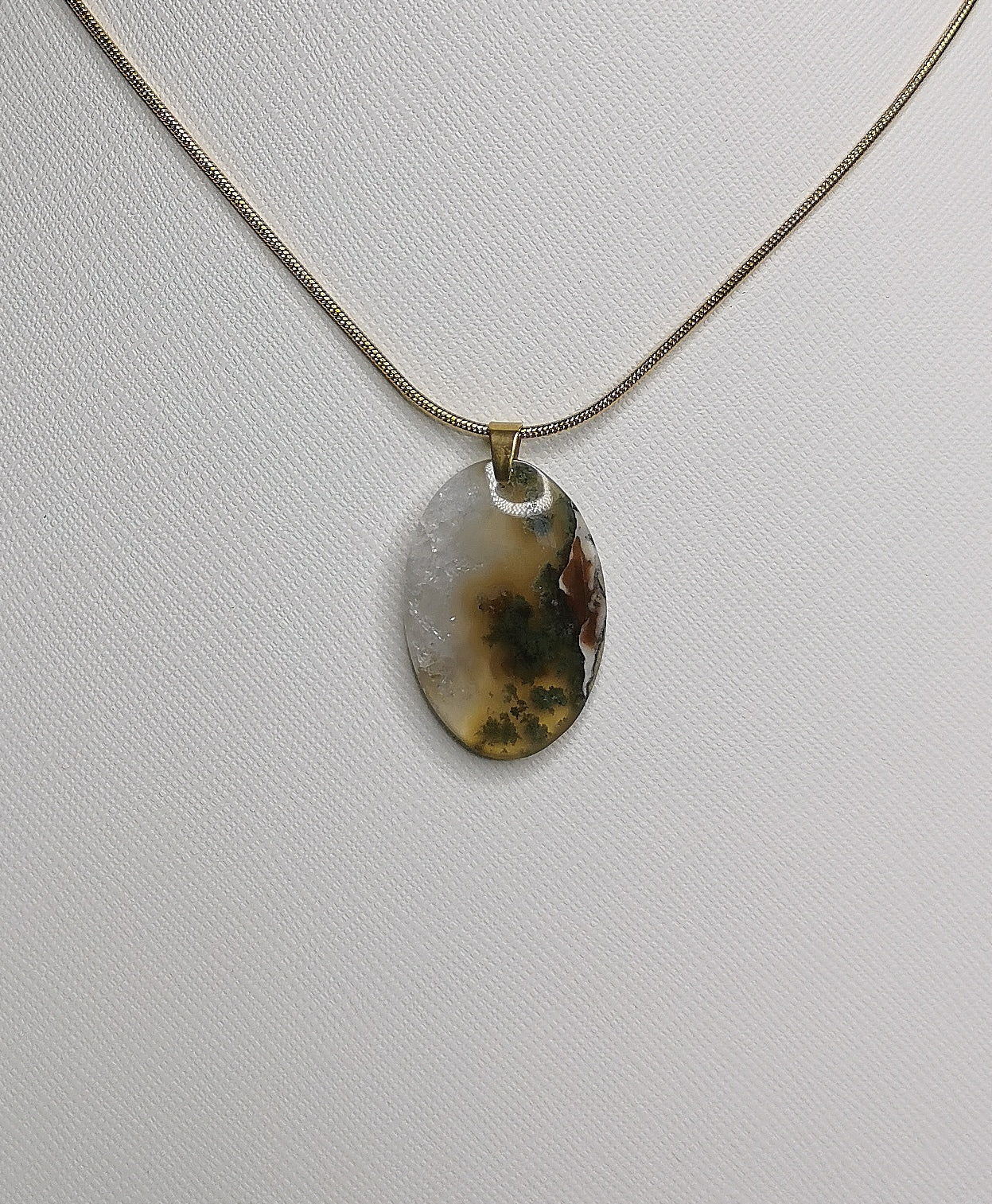 NOUVEAU - Pendentif en agate mousse d'Indonésie
