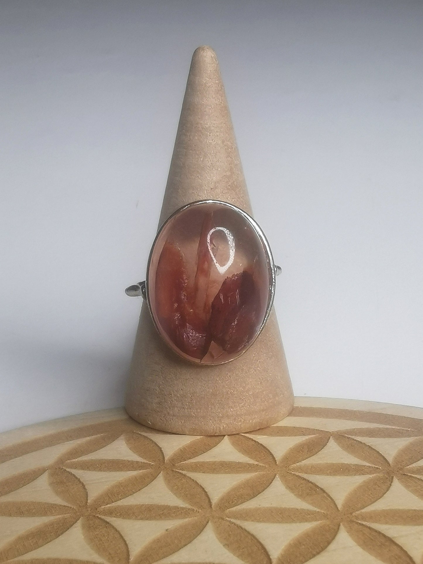 NOUVEAU - Bague en quartz hematoïde sur argent