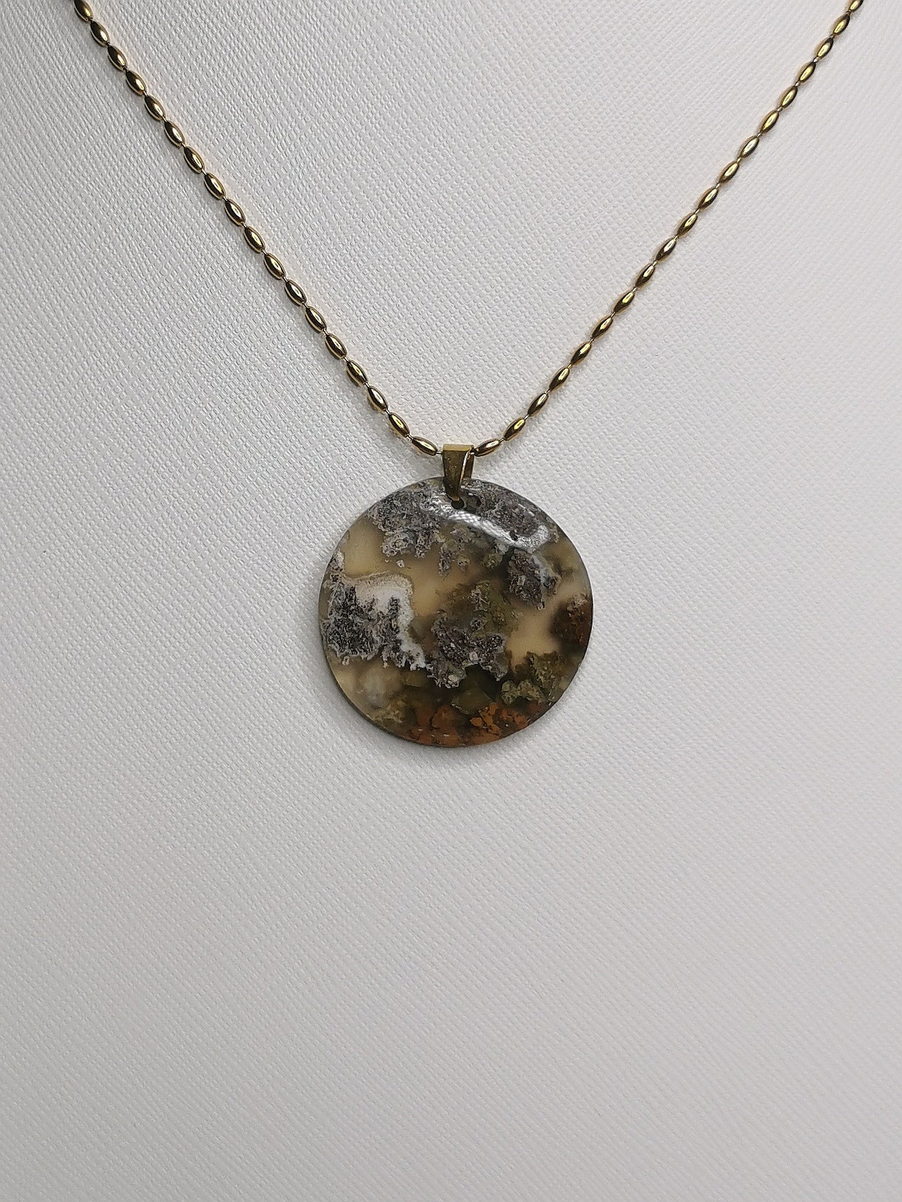 NOUVEAU - Pendentif en agate mousse d'Indonésie