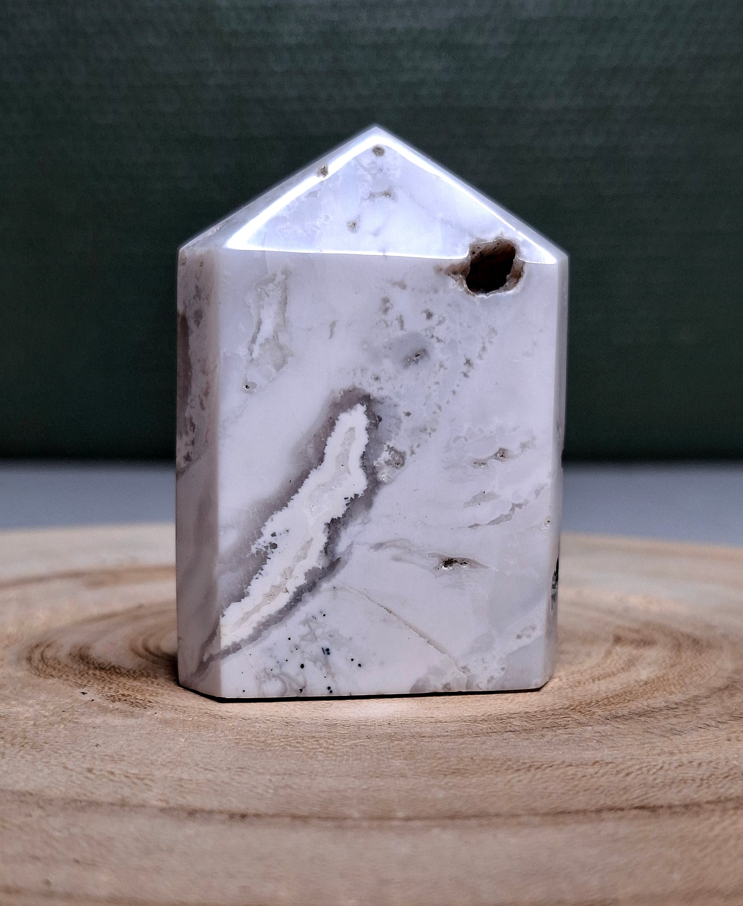 NOUVEAU - Domino en agate neige