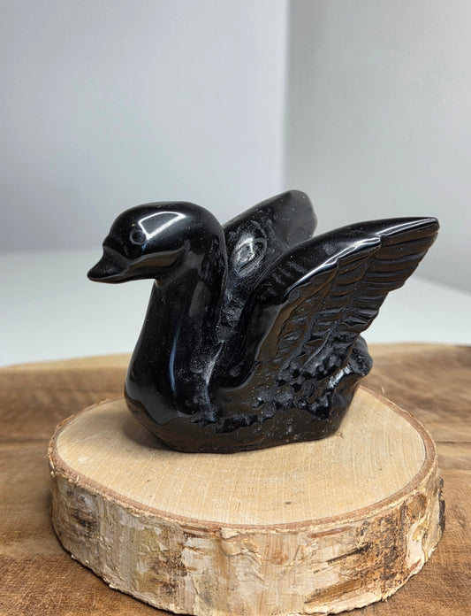 Cygne en obsidienne noire