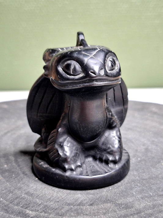 NOUVEAU - Dragon Krokmou en obsidienne noire