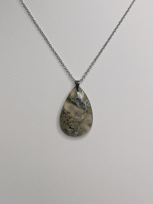 NOUVEAU - Pendentif en agate mousse d'Indonésie