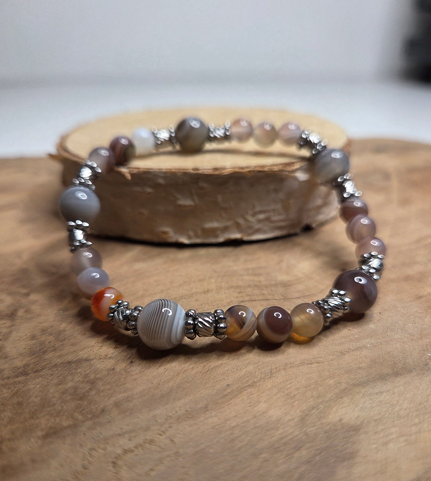 NOUVEAU - Bracelet en agate Botswana [PIÈCE UNIQUE]
