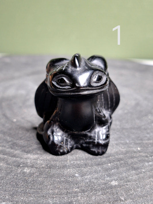 NOUVEAU - Dragon Krokmou en obsidienne noire