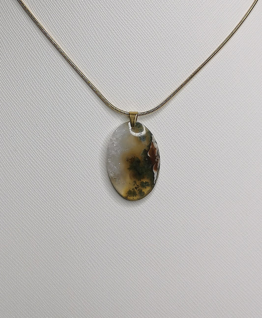 NOUVEAU - Pendentif en agate mousse d'Indonésie