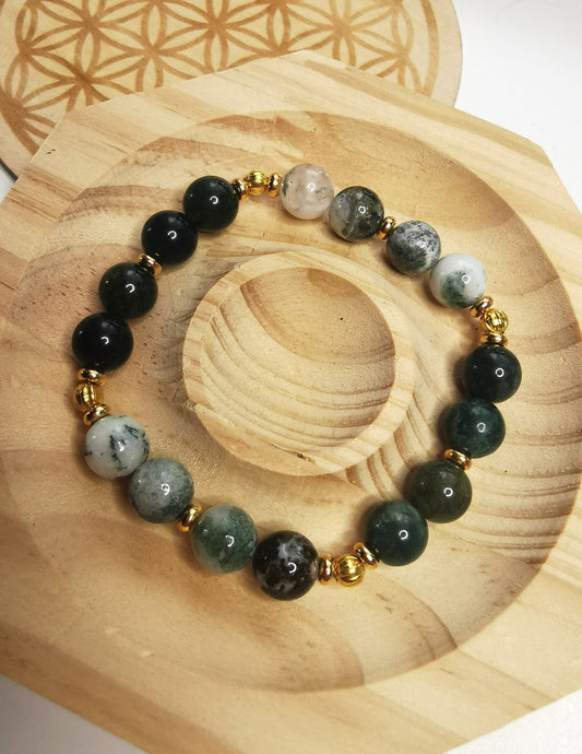 NOUVEAU - Bracelet en agate mousse / agate arbre [PIÈCE UNIQUE]
