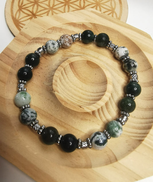 NOUVEAU - Bracelet en agate mousse / agate arbre [PIÈCE UNIQUE]