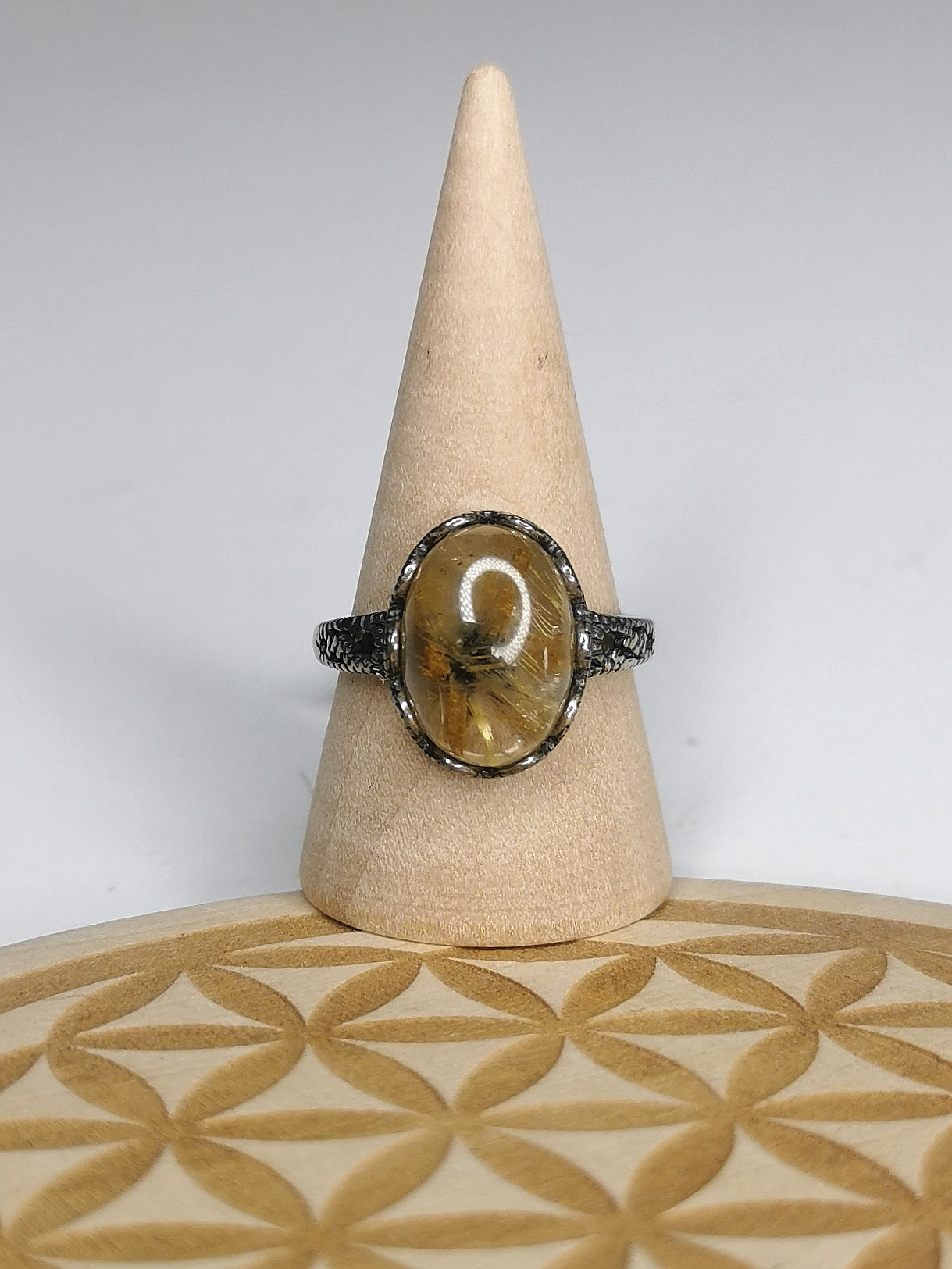 Bague en quartz rutile sur argent
