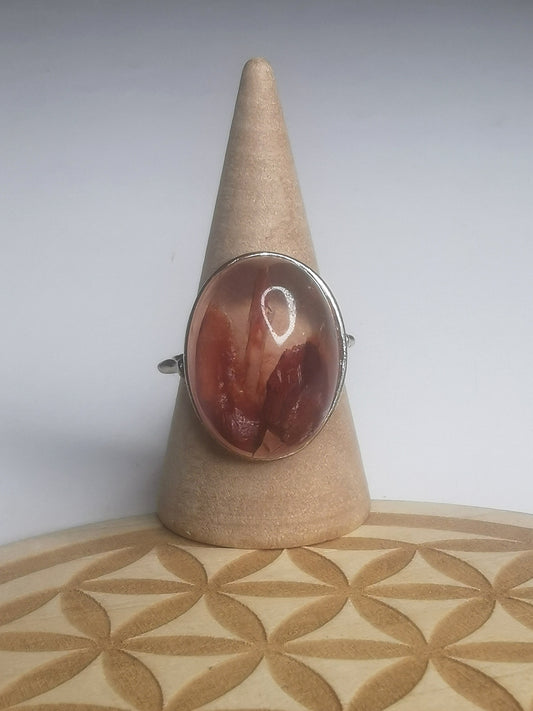 NOUVEAU - Bague en quartz hematoïde sur argent
