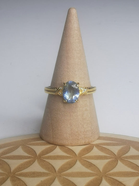 NOUVEAU - Bague en aigue marine sur argent plaqué