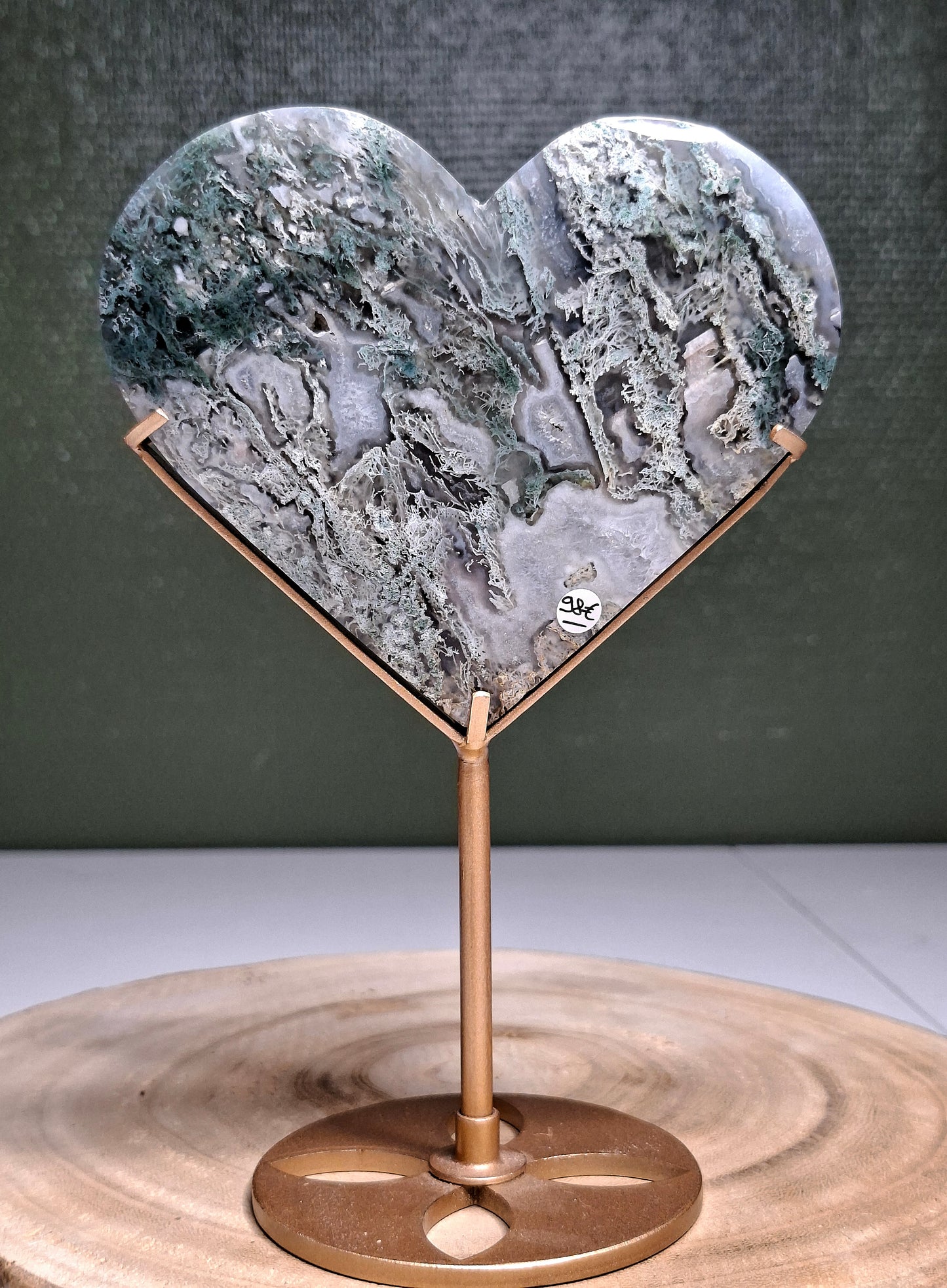 NOUVEAU - Cœur sur support en agate mousse