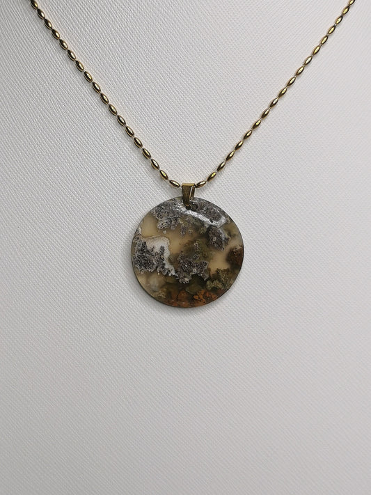 NOUVEAU - Pendentif en agate mousse d'Indonésie