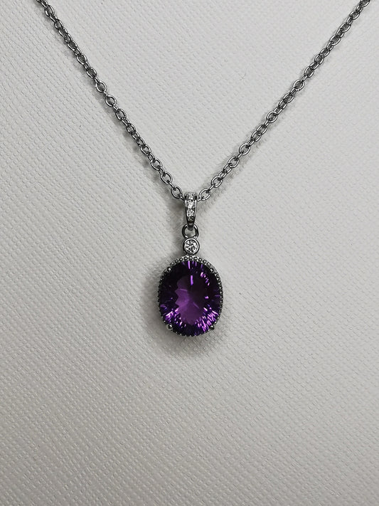 NOUVEAU - Pendentif en améthyste sur argent