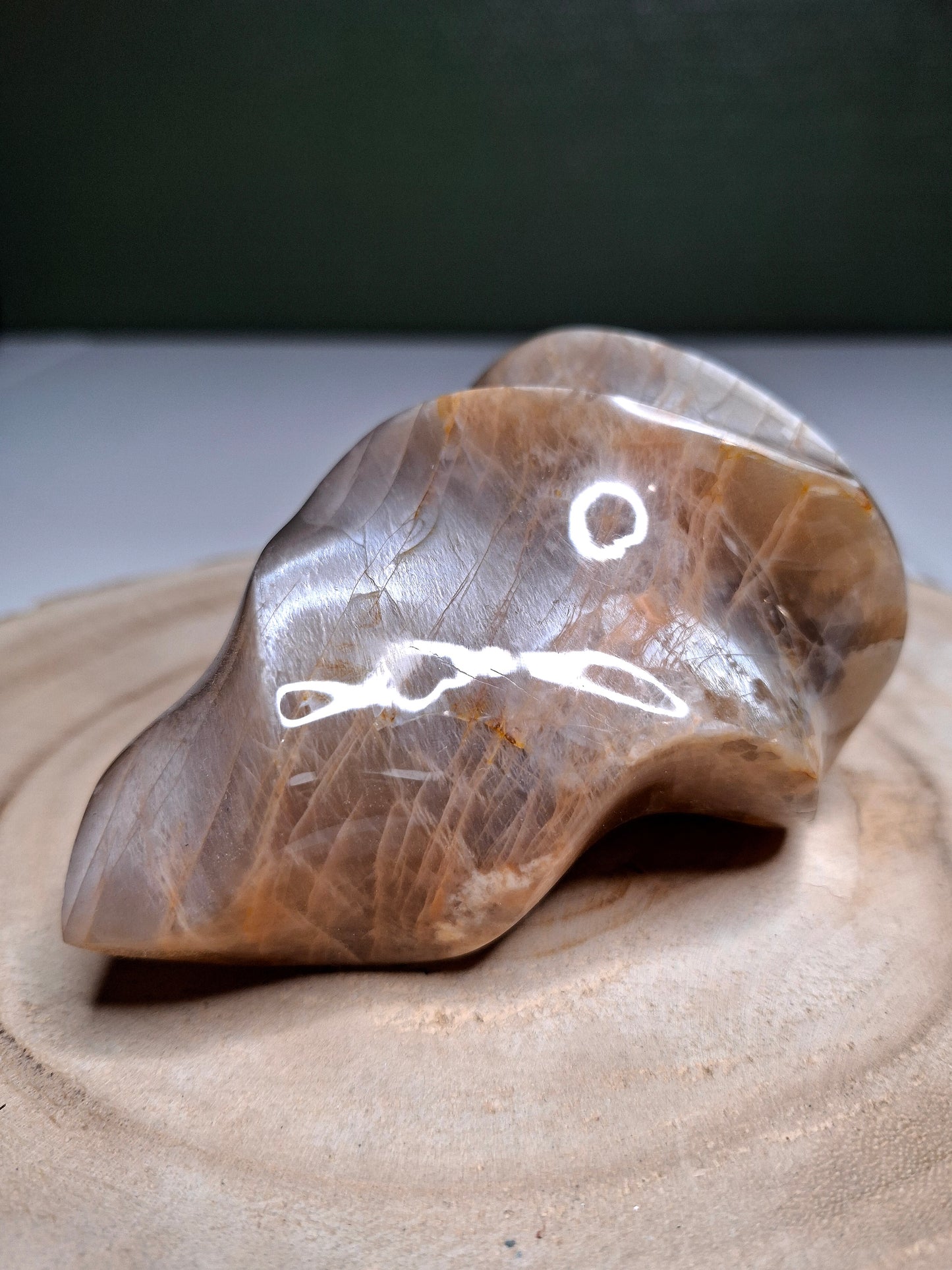 NOUVEAU - Flamme en pierre de lune pêche